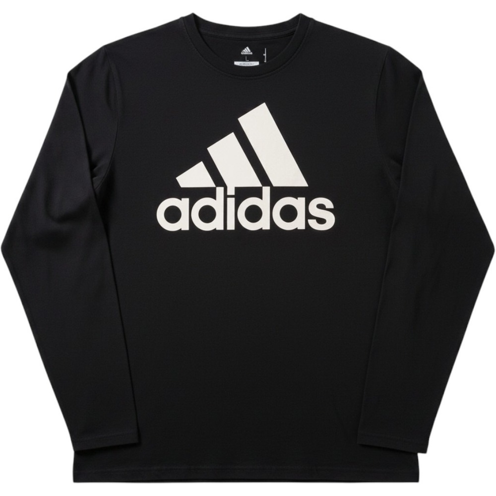 Adidas Golf Shirt Mens Large Black Pink Logo Crew Neck Long Sleeve Tee Casual